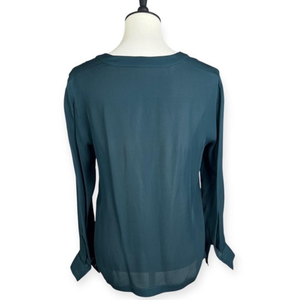 J. Crew Collection 100% Silk Chiffon Blouse – Teal Green – Size 4 - Picture 3 of 9